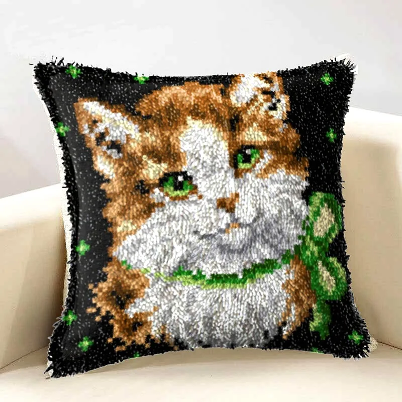 

Animal Dog Series Latch Hook Kits Rug Dogs 3D Embroidery DIY Pillow Segment Embroidery Wool Cross Stitch Carpet Cute Floor Mat