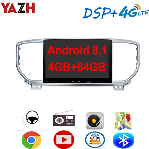 YAZH 9," ips Android 8,1 авто радио плеер для KIA Sportage с 4 Гб 64 Гб Восьмиядерный gps дисплей Bluetooth 5,0 зеркальная ссылка - Цвет: 8.1 RAM 4GB ROM 64GB