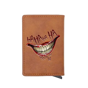 

Unique Funny Hahaha Laugh Printing RFID Blocking Men's Credit Card Holder Leather Bank Card Wallet Case Protection Purse