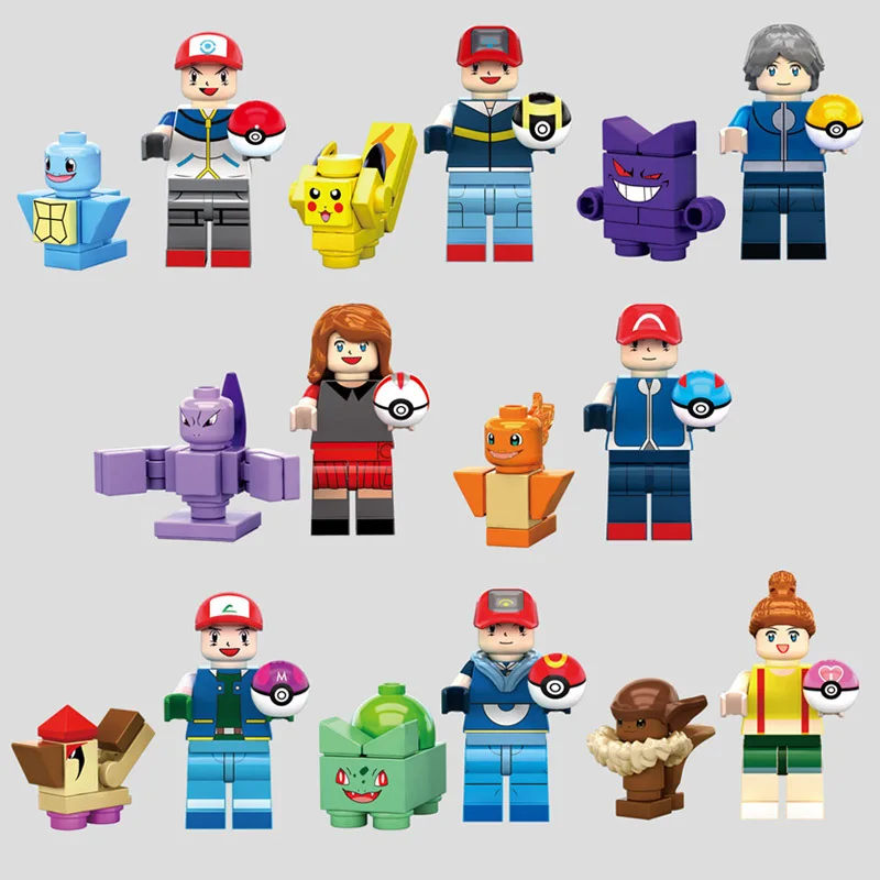 16 шт./компл. серия Pokemon Карманный Монстр Пикачу маленькие строительные блоки
