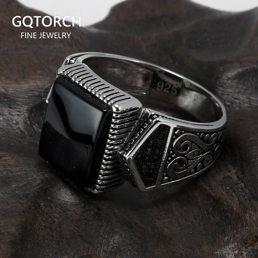 Details about   925 Sterling Silver Antique Signet Rings For Men Turkish Jewelry Agate Stone