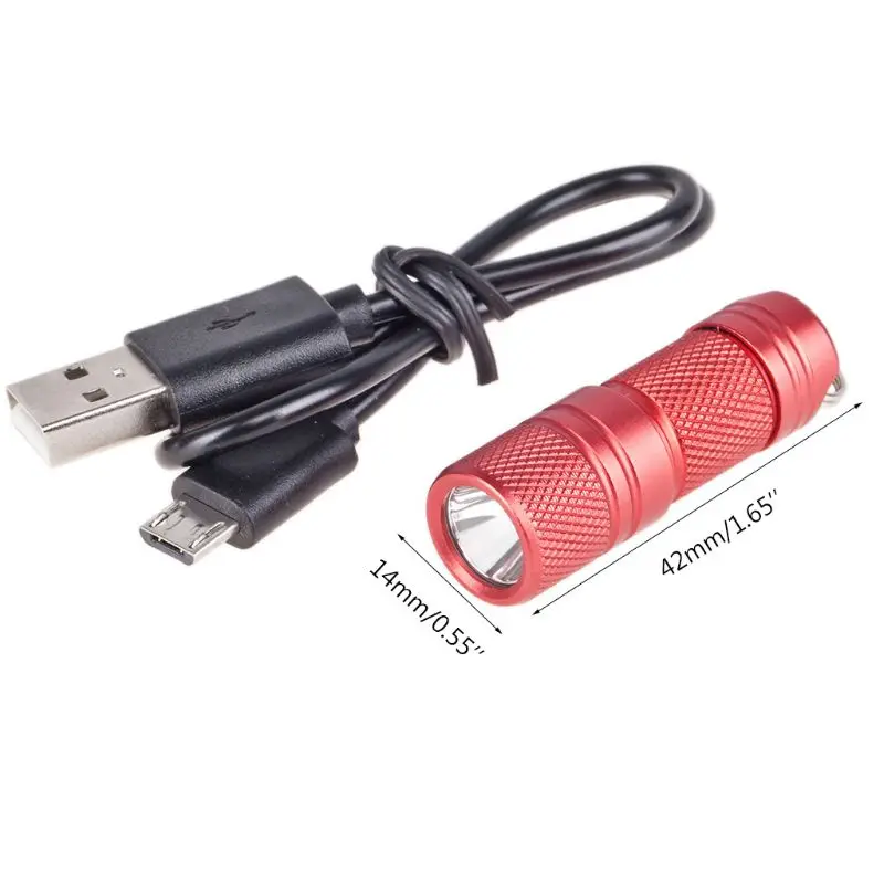 Pocket Mini USB Charging LED Flashlight Electric Torch Portable Waterproof Rechargeable White Light Keychain Camping Night Readi