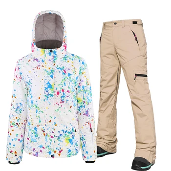 

Winter Women's Ski Suit Windproof Waterproof Snow Jacket + Pants Female Snowboard Jacket Skiing Pants Outdoor Warm Snow Set