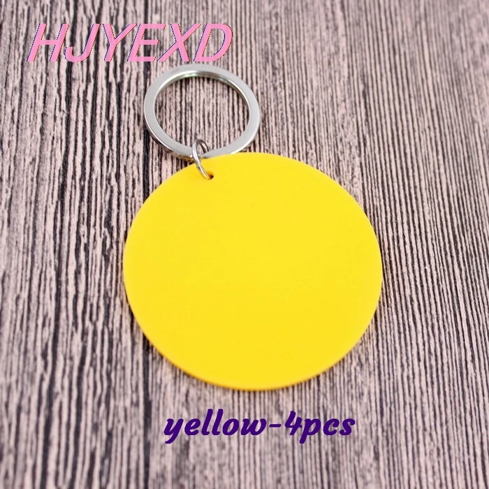 yellow-4pcs 63 мм акриловый круглый брелок монограмма матовый Блестящий Прозрачный Пустой круг брелок для ключей с монограммой с кольцом 2,5 дюйма Лазерная Cut-KC012 - Цвет: yellow-4pcs