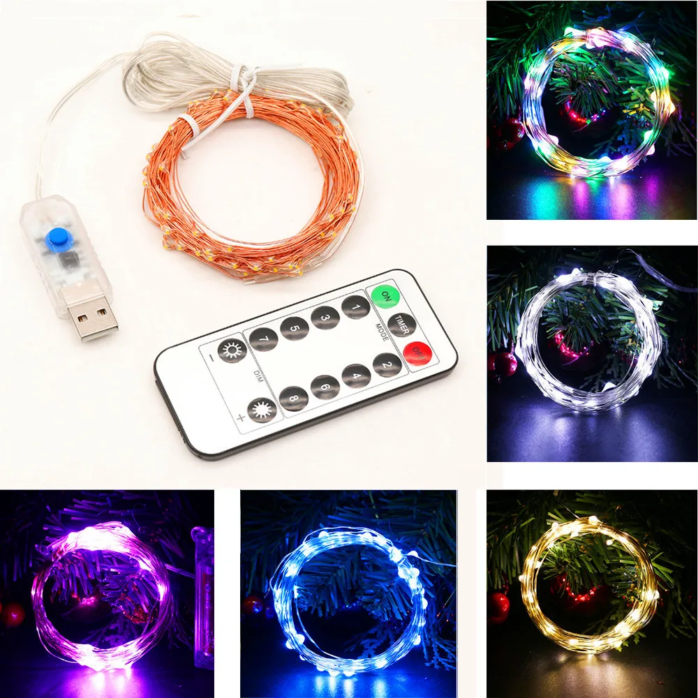 

50~300LED Copper Wire Fairy String Lights With USB Charger 8 Modes Remote Decorate Bedroom Garden Wedding Party Holiday Light