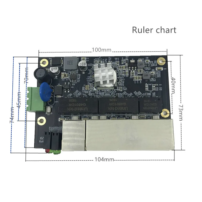 Промышленный Ethernet-коммутатор модуль 5 Порты Unmanaged10/100/1000 Мбит/с PCBA плата OEM автоматическ-зондирования Порты PCBA плата OEM материнская плата