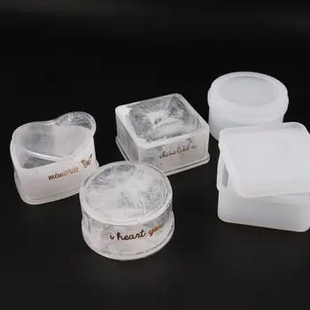 

3 Sizes DIY Crystal Epoxy Resin Mold Love Heart Round Square Silicone Storage Box Mould Handmade Crafts Jewelry Making Tool