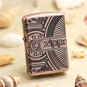 

Genuine Zippo oil lighter copper 3D Mechanical structure cigarette Kerosene lighters Gifts With anti-counterfeiting code 29523