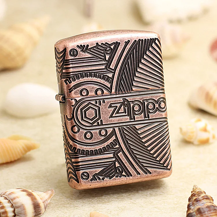 Подлинная масляная Зажигалка Zippo медная 3D механическая структура керосиновые