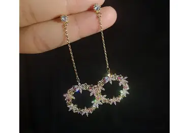 

women Flower Cluster Round Sparkling Zircon Wild Rose Earrings