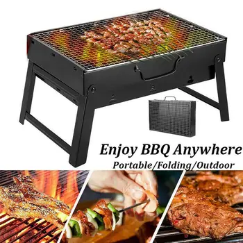 

BBQ Grills Patio Barbecue Charcoal Stainless Steel Folding Grill Cooking Stove On For Outdoor Camp Picnic BBQ Racket Furnace Set