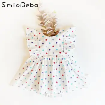 

Ins 2020 Summer Girls Colorful Rompers Flying Sleeve Color Dot Hardcover Baby Cotton Hardcover One Piece Creeper Valentines Day