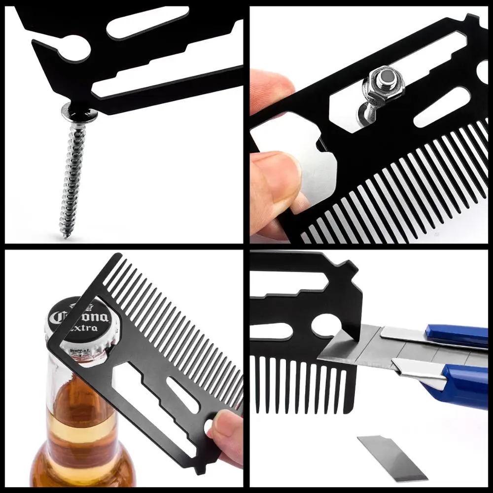 QSHAVE Multifunctional Utility Beard Comb Fits in Your Wallet Comb Bottle Opener Wrench Screw Driver Knife 1 QSHAVE Multifunctional Utility Beard Comb Fits in Your Wallet Comb Bottle Opener Wrench Screw Driver Knife 5