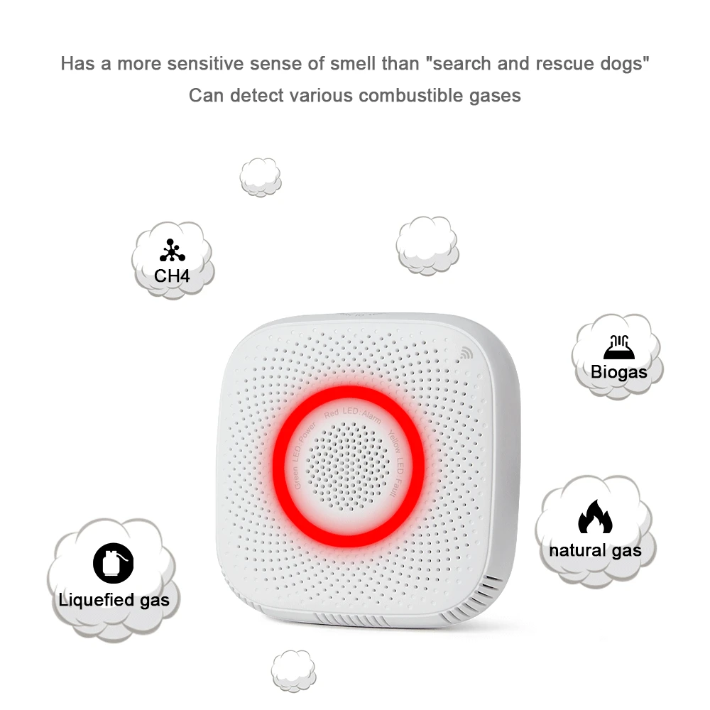 Wi-fi, умный телефон, дистанционный, тревожный, горючий, биогаз CH4, детектор утечки, пожарная безопасность, связь, безопасность, умный дом, датчик утечки сжиженного газа