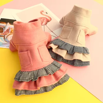 

Dog Woolen Pleated Skirt 2020 Autumn winter small dog cat cute princess dress pet outfit clothing