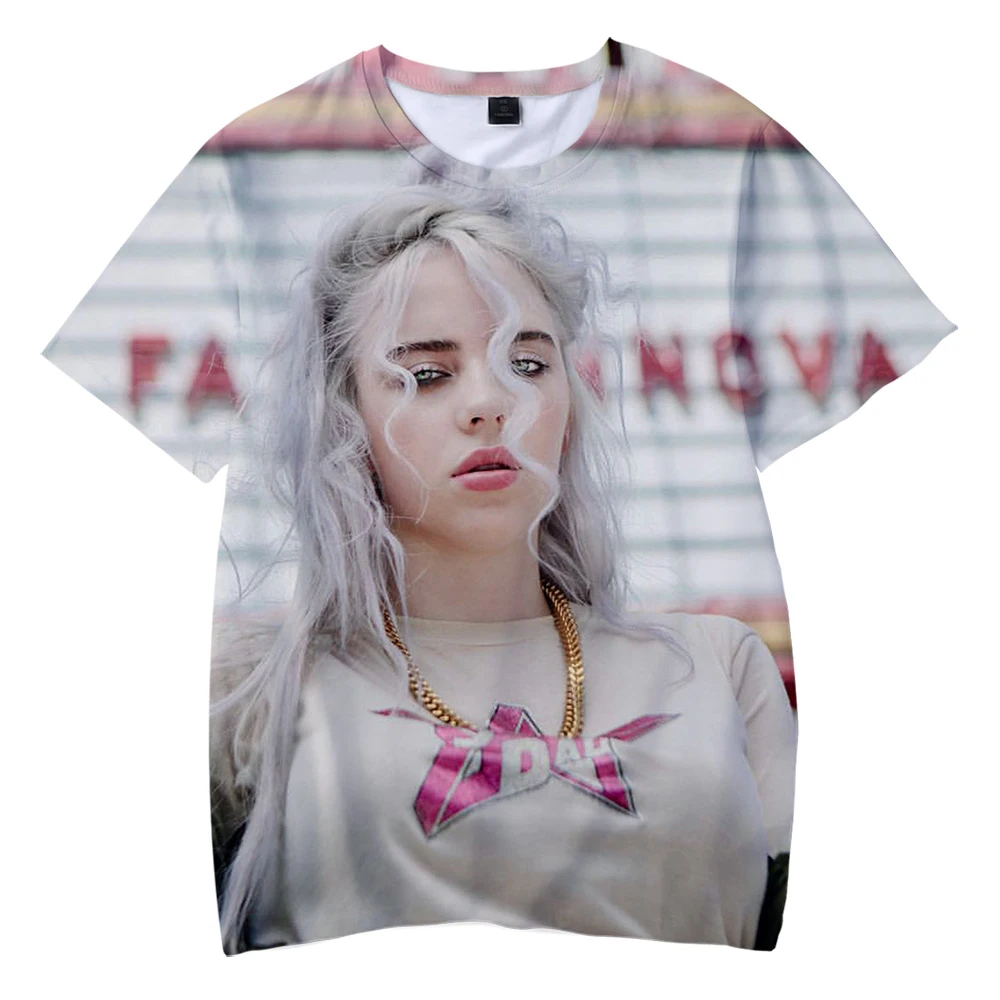 Детская футболка новая футболка с 3D принтом BILLIE EILISH одежда для детей Повседневная футболка BILLIE EILISH для мальчиков и девочек Детские футболки с короткими рукавами
