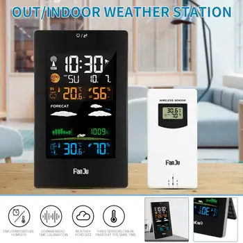 

Multicolor LED Display Weather Forecast Wireless Weather Station Alarm Clock Waterproof Gift Kitchen Multi-Functional Automatic
