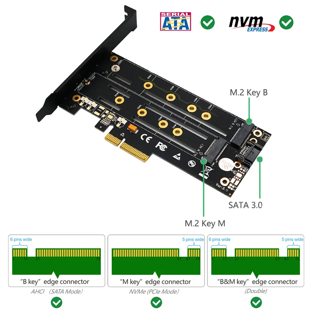 Модуль преобразователя M.2 B + M KEY SSD в PCI E 4X SATA 3 0 модуль платы адаптера материнской с