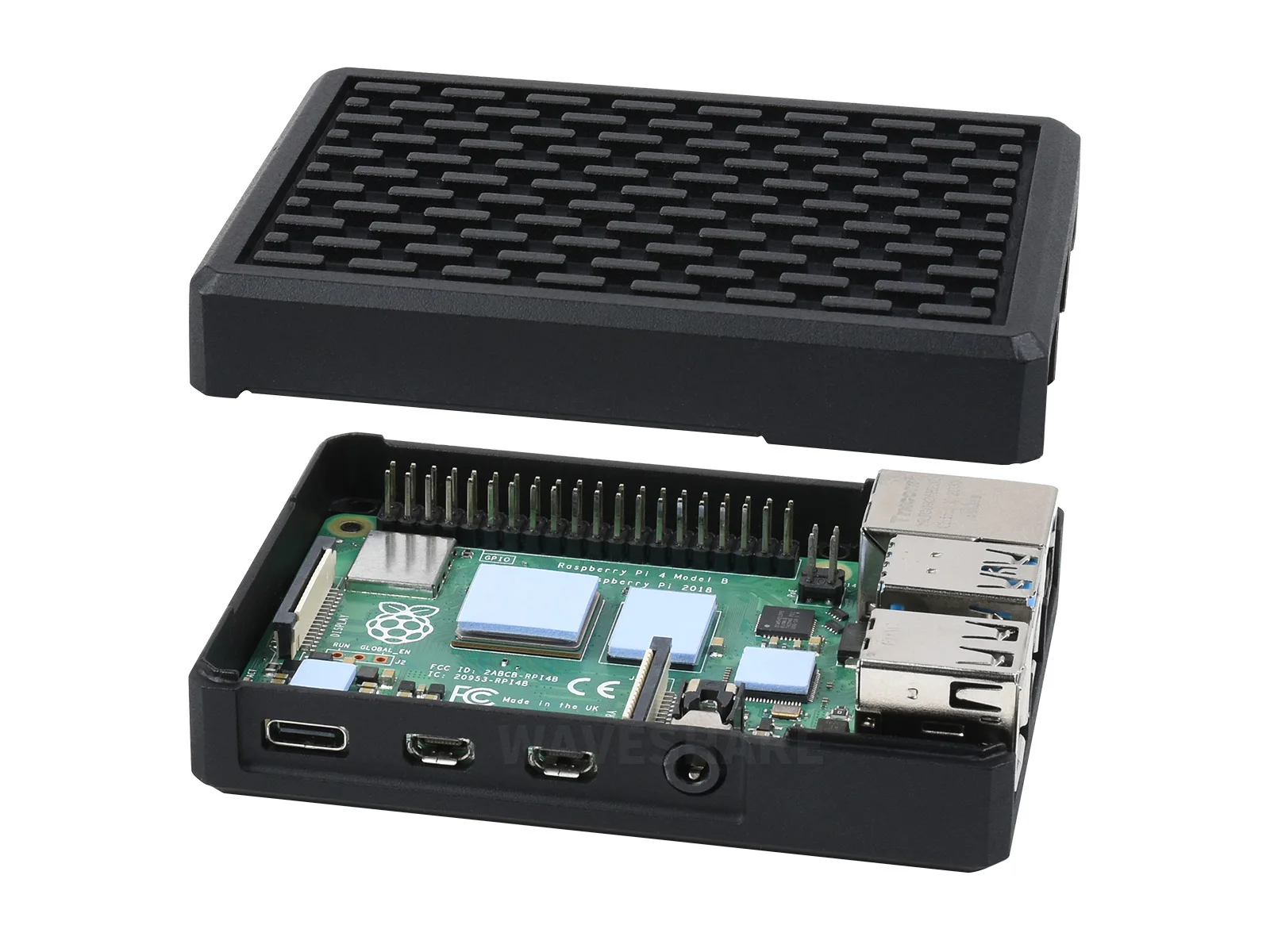 Grade de Alumínio Case Sulcado para Raspberry pi Tampa Sulcada da Grade com Pilares Internos do Dissipador de Calor Refrigerar Passivo Rápido Pi4-case-h Quadro demonstração - Imagem 3