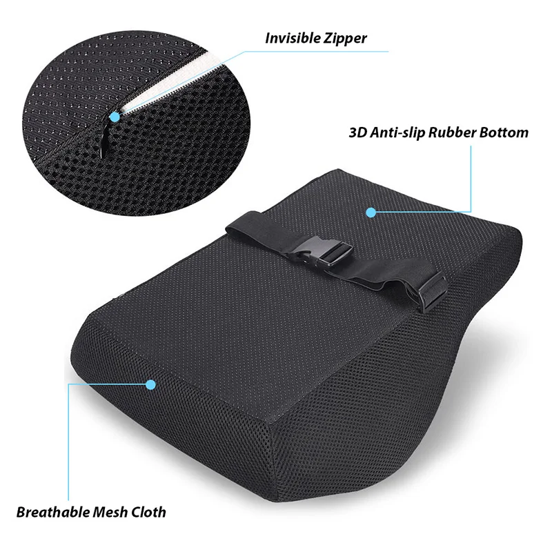 awave bloom Lumbar Support Pillow for Car, Genuine Leather Car Back  Support,Memory Foam Low Back Cushion for Office Chair(Black 1 Pack)