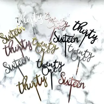 

1Pcs 16th Happy Birthday Acrylic Cake Topper Letters Number 16/21/30 Acrylic Cupcake Topper For Birthday Party Cake Decorations