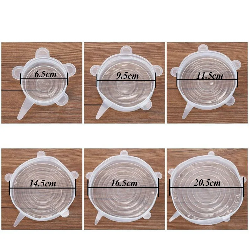 6pcs Silicone Stretch Lids - Reusable Universal Food Wrap for Bowl, Pot, Pan - Silicone Lid Cover for Cooking Kitchen Stoppers image 6