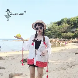 Кимоно Кардиган женский японский Lucky Cat рубашка с принтом юката женское азиатское кимоно костюм для косплея Harajuku летние пляжные