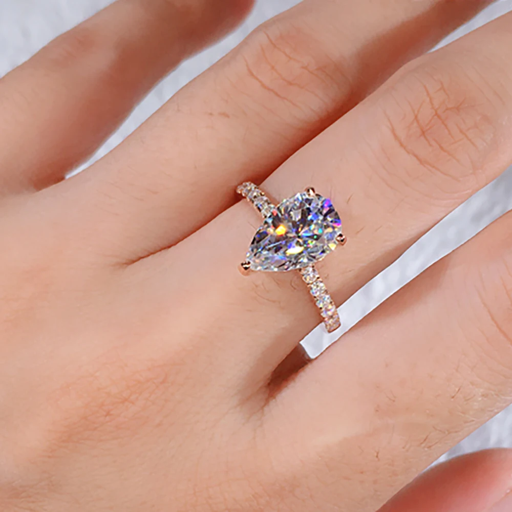ファッション通販 18 18k Au750ローズゴールド女性リングモアッサ ...