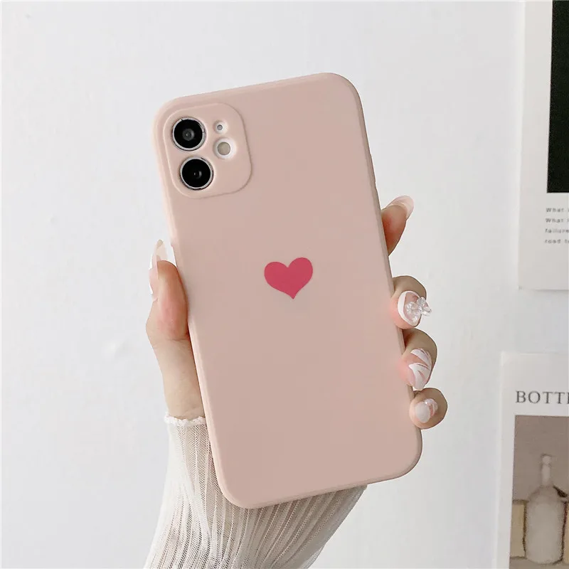 Anti-fall Matte Love Heart Soft TPU Phone Case For OPPO Reno 5 6 Pro A11X A92s A91 A72 5G A55 A15 A53 A52 A9 A8 A7X A7 A5 Cover