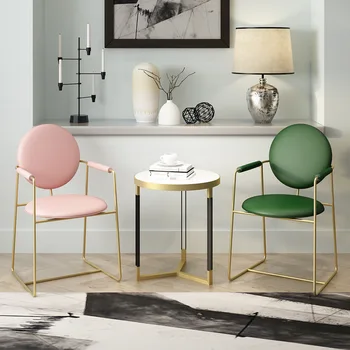

Nordic Dining Chair Golden Armchair Wrought Iron Restaurant Shop Chair Leisure Modern Minimalist Negotiate Chair Light Luxury