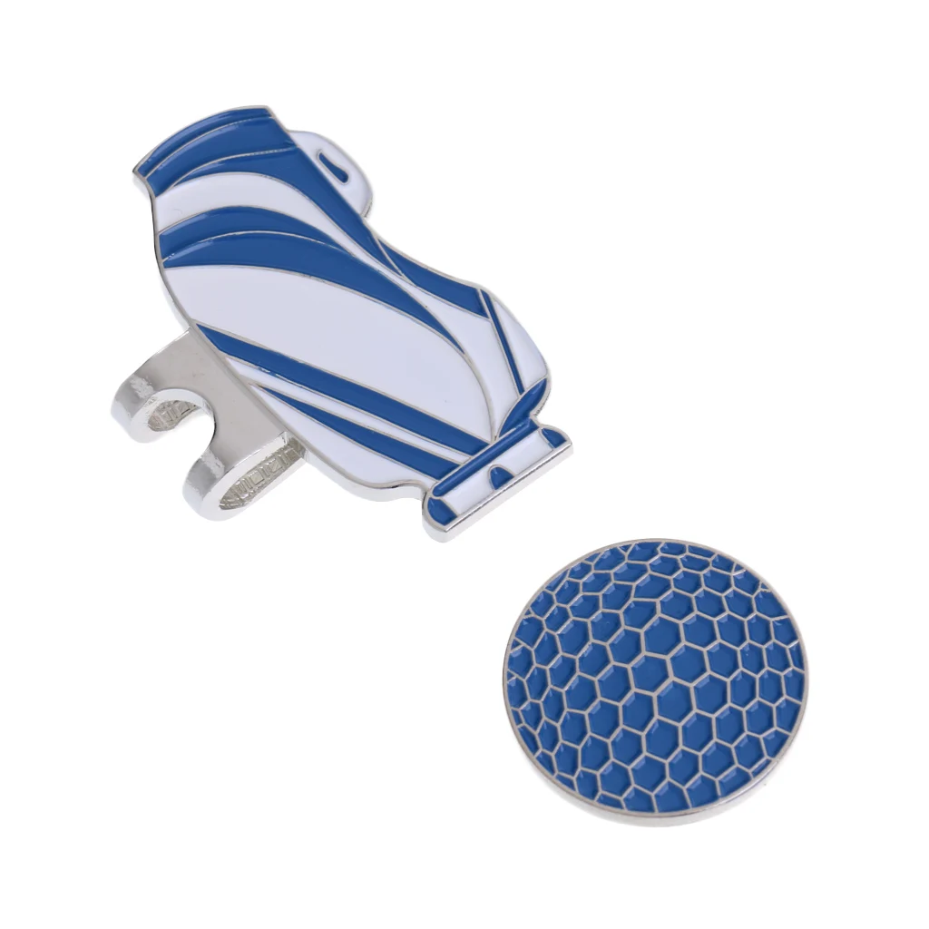 Magnetic Hat Clip with Golf Ball Marker, Set of 2, Funny Golf Bag Pattern