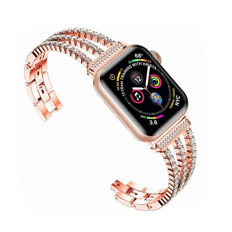 Женский бриллиантовый ремешок для apple watch 38 мм 40 мм 44 мм apple watch 5 4 3 2 iwatch ремешок для часов из нержавеющей стали металлический браслет ремень