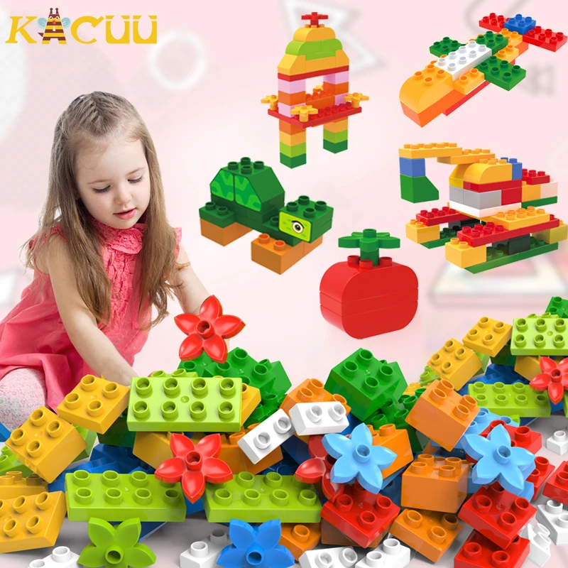 

272PCS DIY Big Size Building Blocks Compatible LegoINGlys Duploed Assembly Block DIY Bricks Construction Toys For Children Gifts