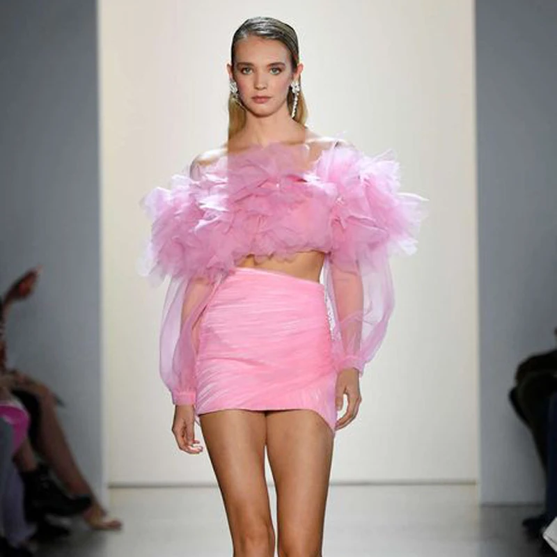 ruffle tulle top