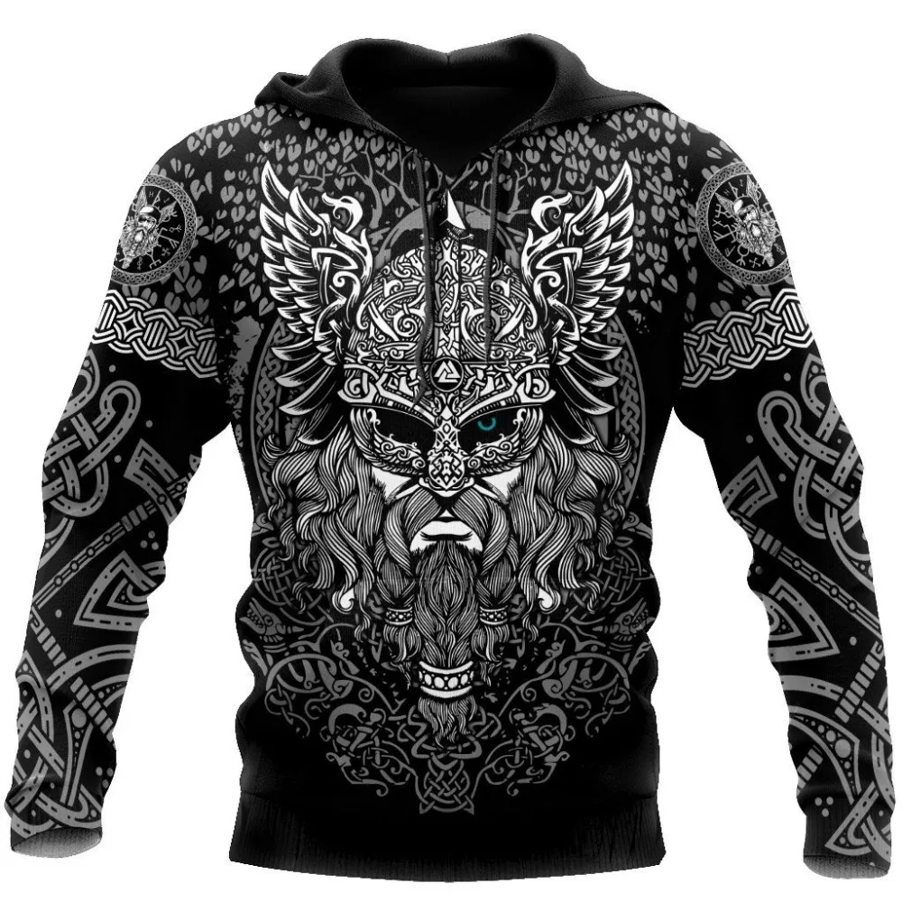 

Мужские модные толстовки Vikings Odin Tattoo, толстовка с 3D принтом, унисекс, на молнии, повседневная куртка DY87