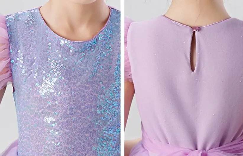 Новые сетчатые платья с блестками для маленьких девочек, милая детская одежда принцессы, 6 шт./партия