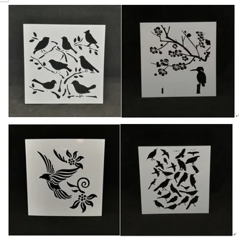 

13*13 Birds pvc Layering Stencils for Diy scrapbook coloring,painting stencil,home deco DIY Paper Cards Crafts