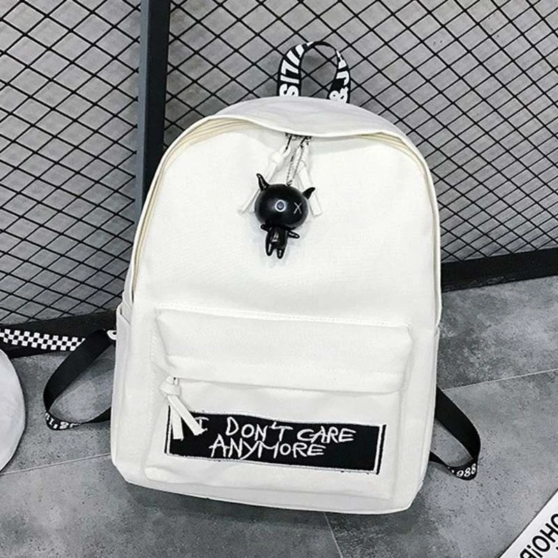 Высокое качество, холщовый рюкзак для путешествий, женский, Mochila Feminina, с буквенным принтом, черный, белый, школьные сумки для девочек-подростков, рюкзак - Цвет: White type 1