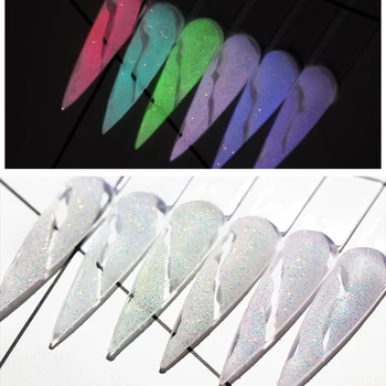 

CHUNSHU Luminous Pigment Sand 6Pcs Crystal Nail Glitter 3D Fluorescent Colorful Dust Powder Glow In The Dark Nail Art Decoration