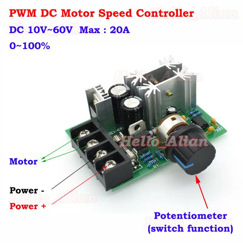 

Микро Мини 12В ~ 60В 24В 36В 48В 20A ШИМ переключатель скорости двигателя постоянного тока контроллер регулятор напряжения