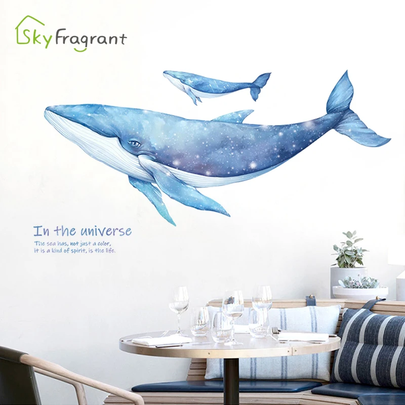 Креативная Наклейка на стену с изображением Кита домашний декор самоклеющиеся