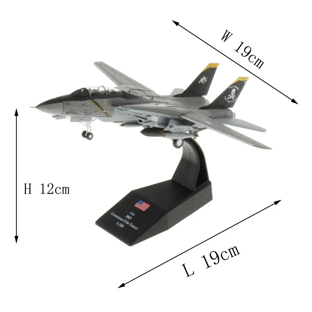 1:100 Scale F-14  Fighter Plane Military Model Diecast Plane Model with Stand Helicopter Kit Fighter Jet Toy Die Cast Models