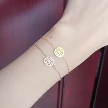 Yun ruo розовое золото Цвет счастливый браслет с человечками отрегулировано Модные женские подарочные Титан Сталь ювелирных изделий никогда не увядает Прямая
