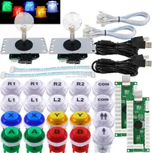 Arcade joystick pc 2 Player DIY Kit LED Buttons Microswitch 8 Way Joystick USB Encoder Cable for PC MAME Raspberry Pi