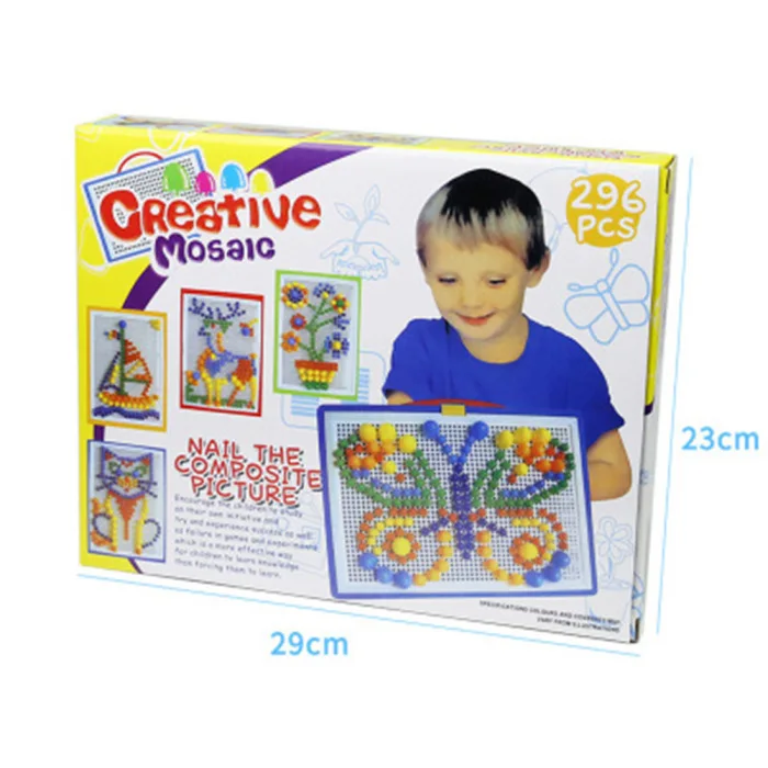 Новая мозаика Pegboard детские развивающие игрушки 296 шт гриб пазл для ногтей обучение по головоломкам игрушки МК