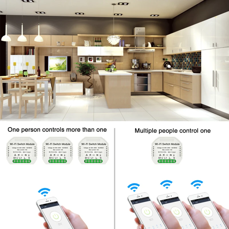 2 шт умный дом WiFi переключатель модуль с рельсовым кронштейном работа с Alexa Google Home мобильный телефон пульт дистанционного управления товары для умного дома