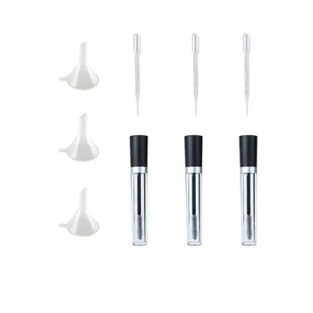 

3pcs 10ml Empty Mascara Tube with Eyelash Wand and 3pcs Funnels and 3pcs Transfer Pipettes Set for Castor Oil DIY Mascara Contai