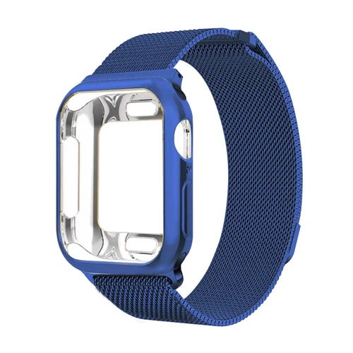 Blue Чехол для часов для Apple Watch band 5 4 3 correa iwatch 42 мм 38 мм 44 мм 40 мм Миланский Браслет из нержавеющей стали - Цвет ремешка: Blue