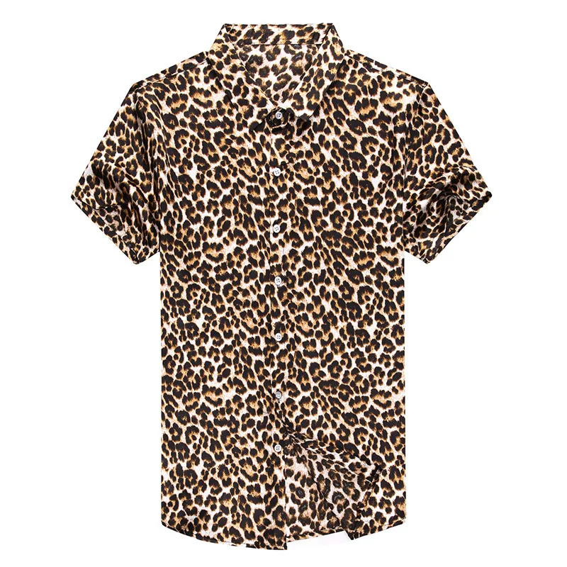 Leopard Printed Shirts Mens Satin Silk 