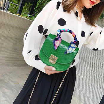 

Women PU Leather Shoulder Crossbody Bags Messenger Bag Ladies Chain Shoulder Retro Silk Female Pattern Bag Handbags